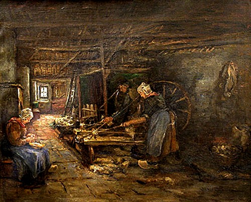 Dutch Interior with Wool Spinners, 1893, Mary Dignam